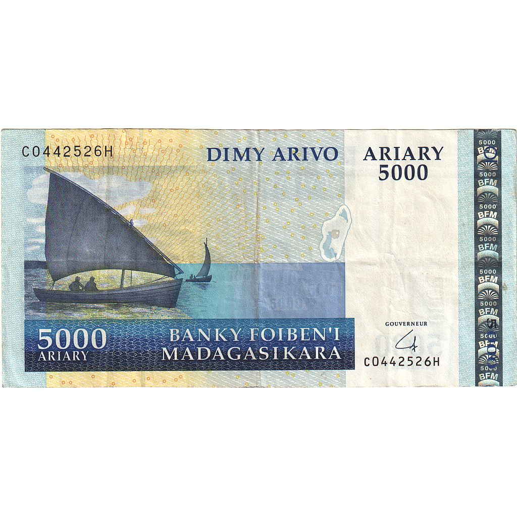 bankovka, 
  
  Madagaskar, 
  
  5000 ariary