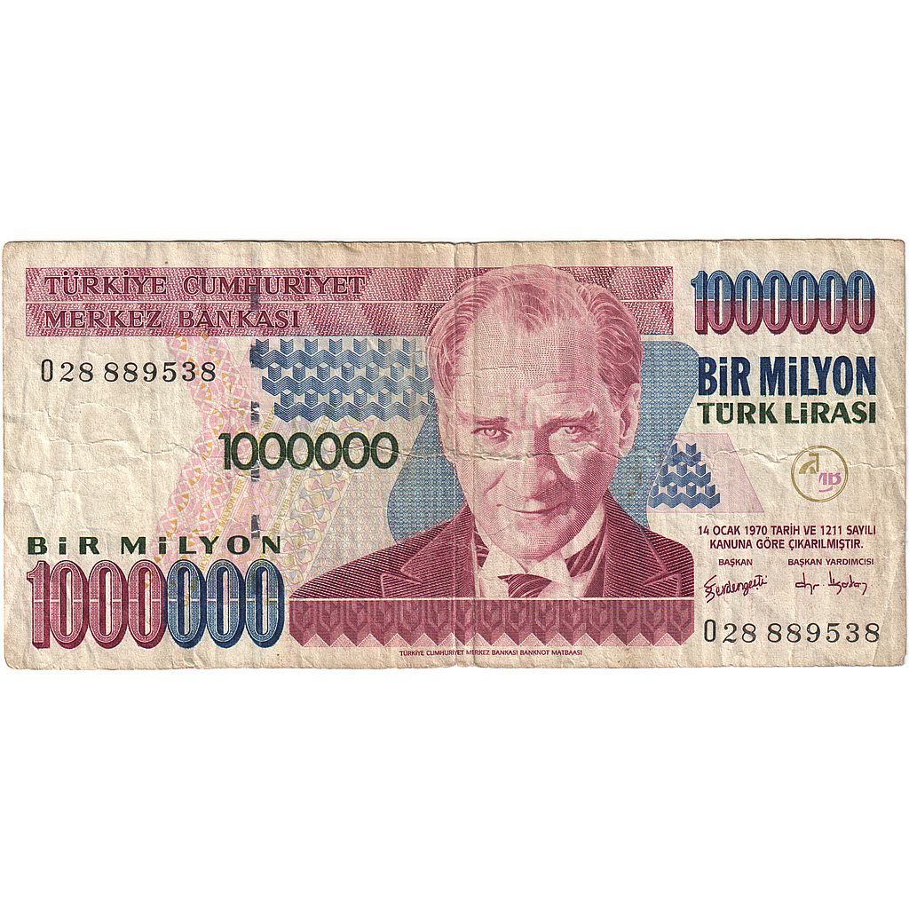 Turecko, 
  
  1 000 000 lír, 
  
  1970-10-14