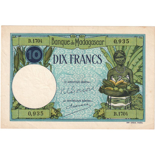 Madagaskar, 
  
  10 frankov, 
  
  Nedatované (1937-47)