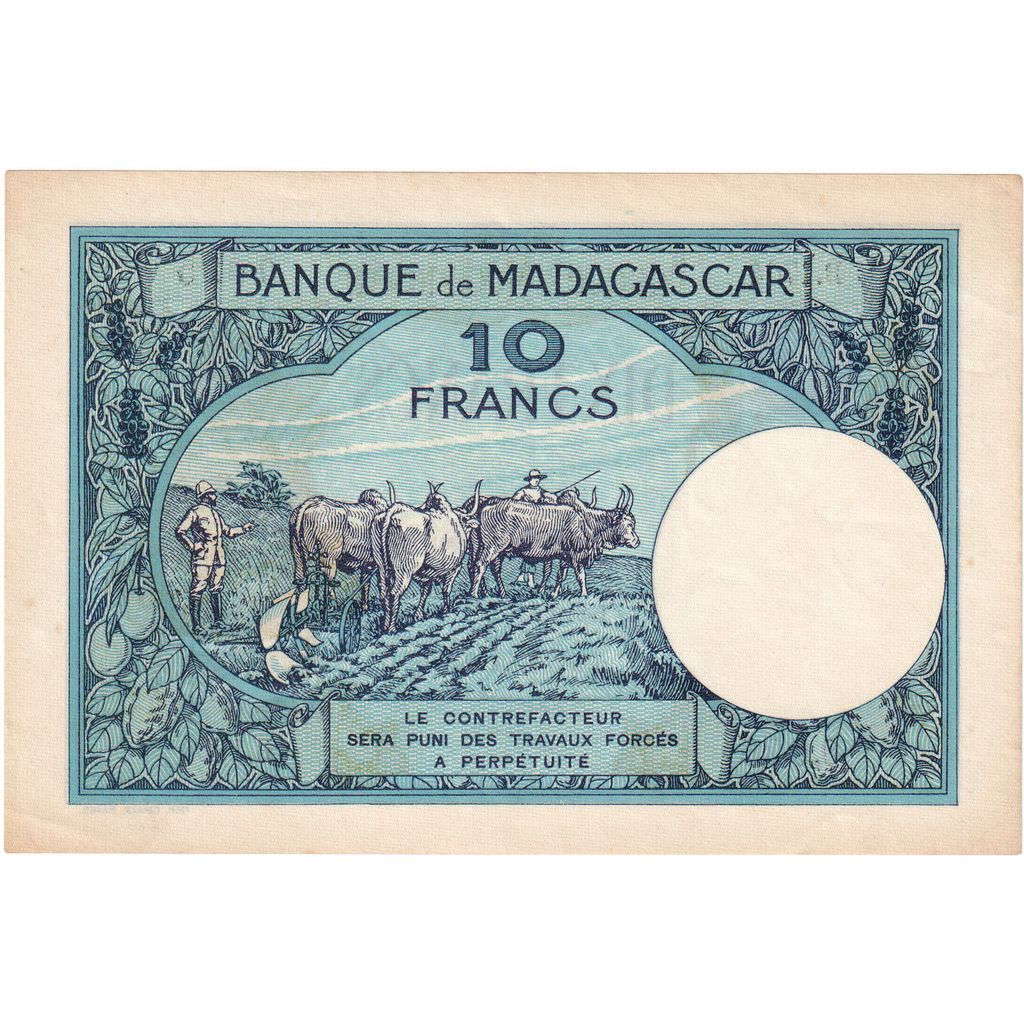 Madagaskar, 
  
  10 frankov, 
  
  Nedatované (1937-47)