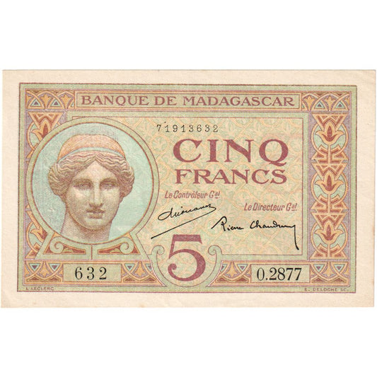 Madagaskar, 
  
  5 frankov, 
  
  Nedatované (1937)