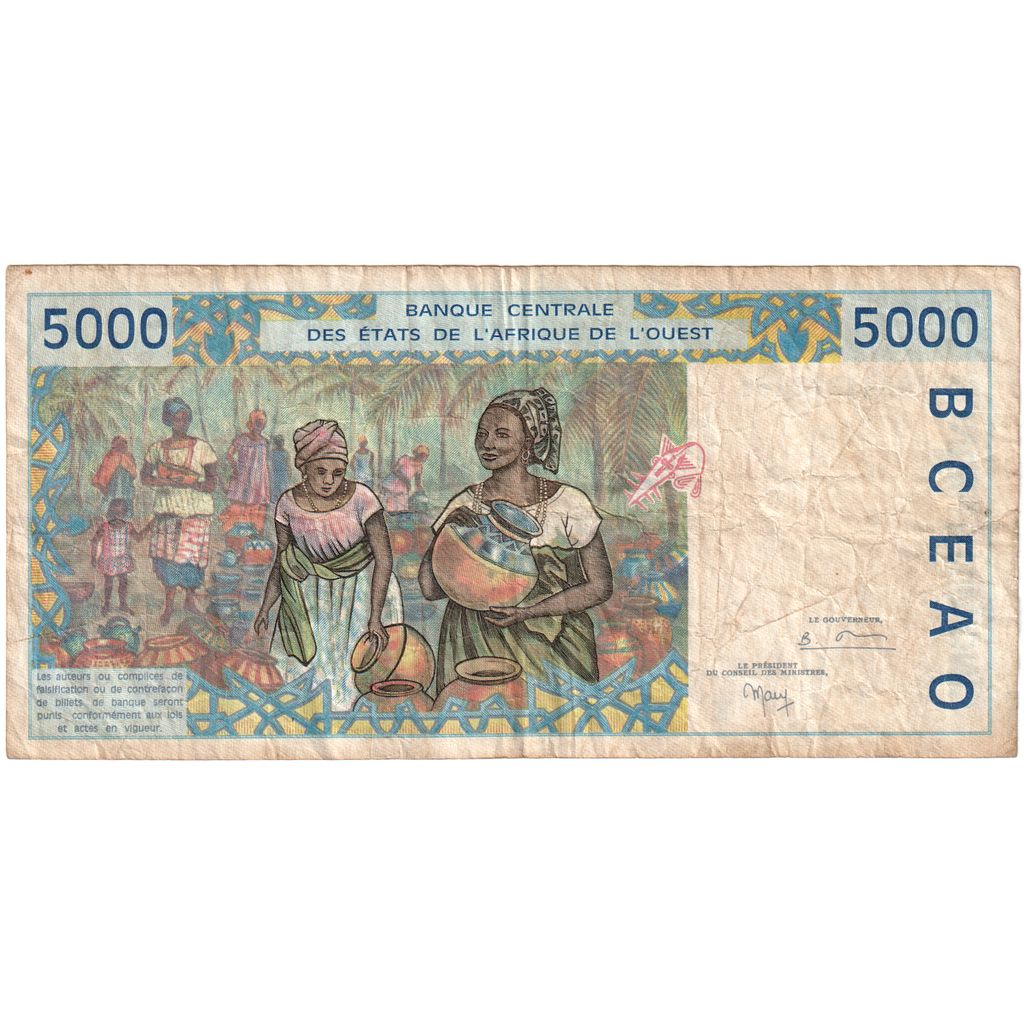 štáty západnej Afriky, 
  
  5000 frankov, 
  
  Nedatované (1998)