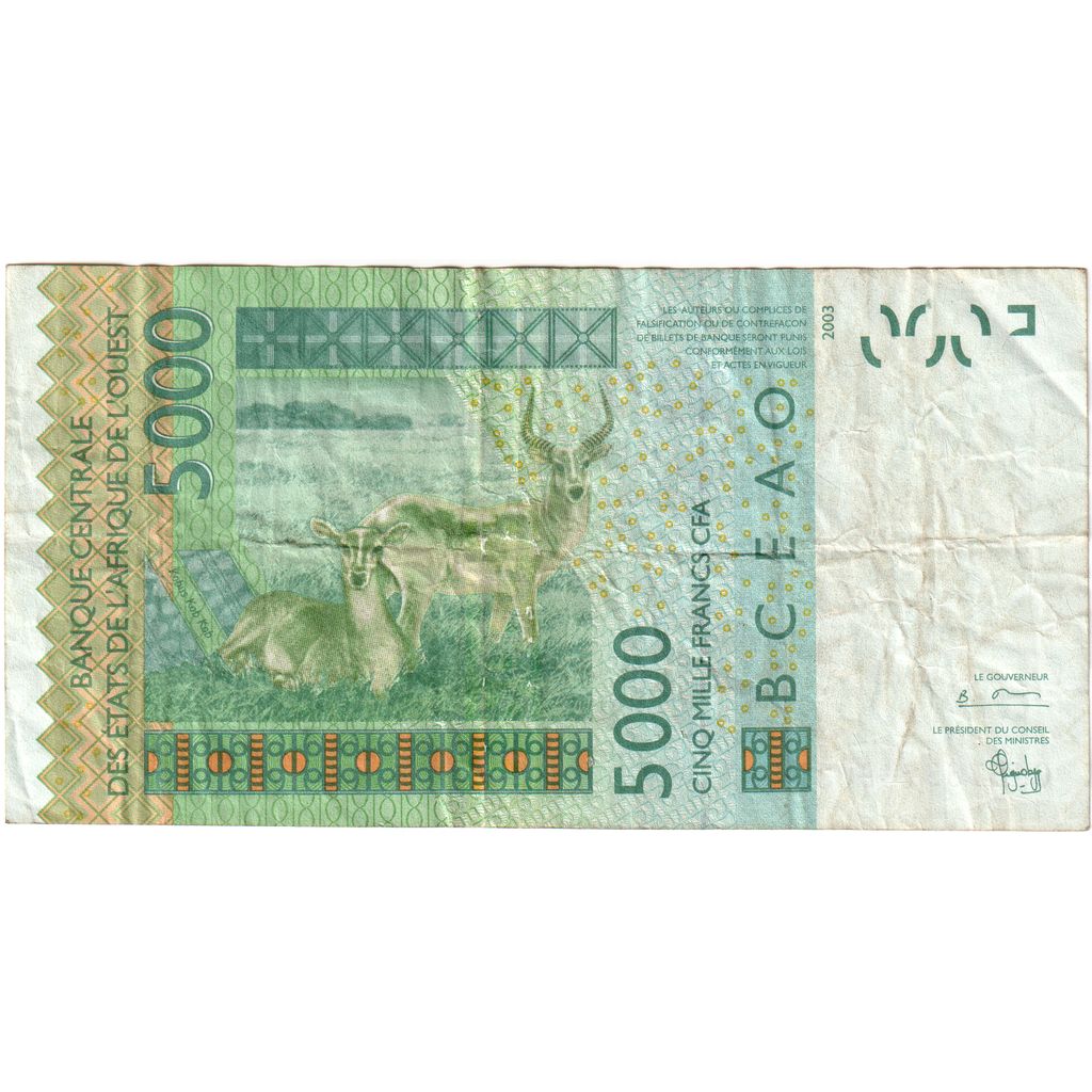 štáty západnej Afriky, 
  
  5000 frankov, 
  
  VF(20-25)