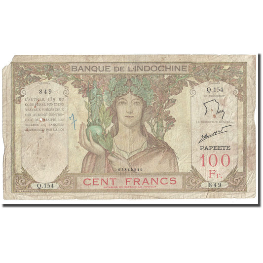 bankovka, 
  
  Tahiti, 
  
  100 frankov