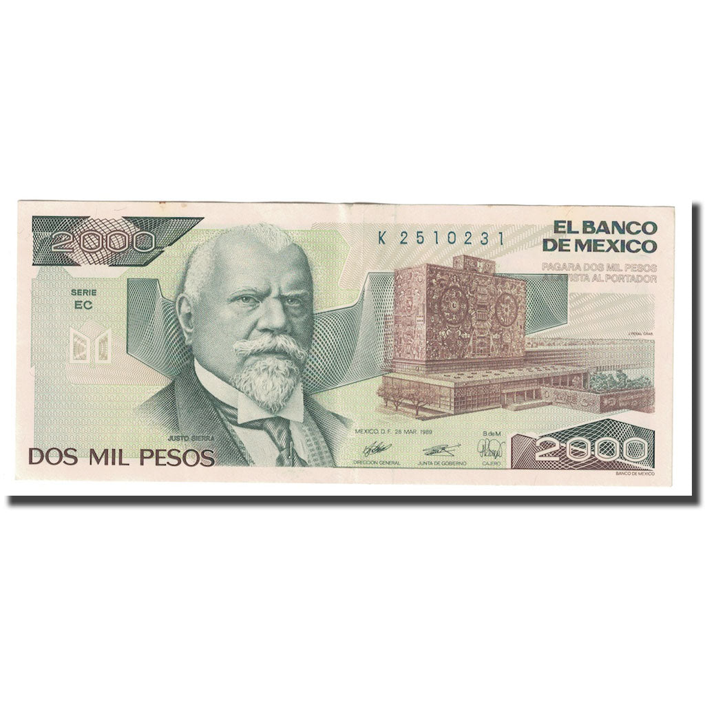 bankovka, 
  
  Mexiko, 
  
  2 000 pesos