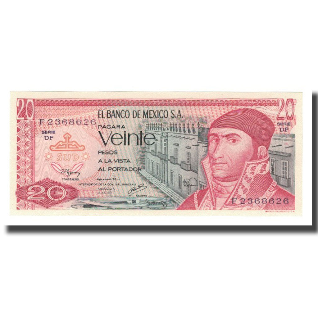 bankovka, 
  
  Mexiko, 
  
  20 pesos