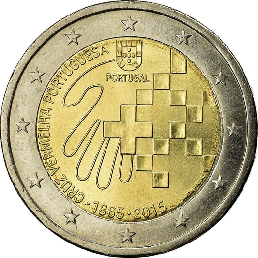 Portugalsko, 
  
  2 eurá, 
  
  150. výročie portugalského Croix-Rouge