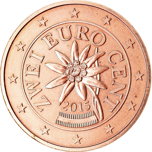 Rakúsko, 
  
  2 euro centy, 
  
  2015