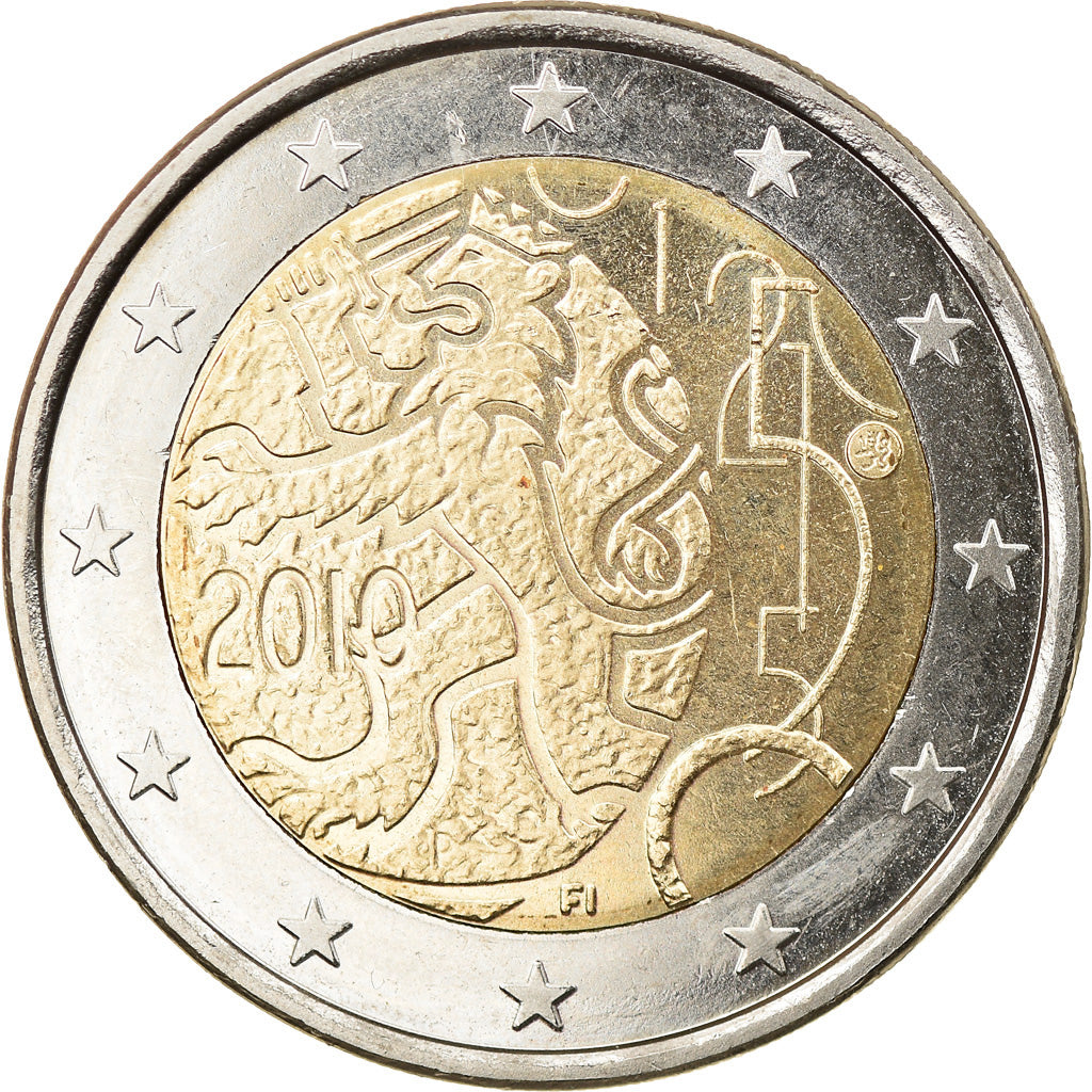 Fínsko, 
  
  2 eurá, 
  
  150 rokov