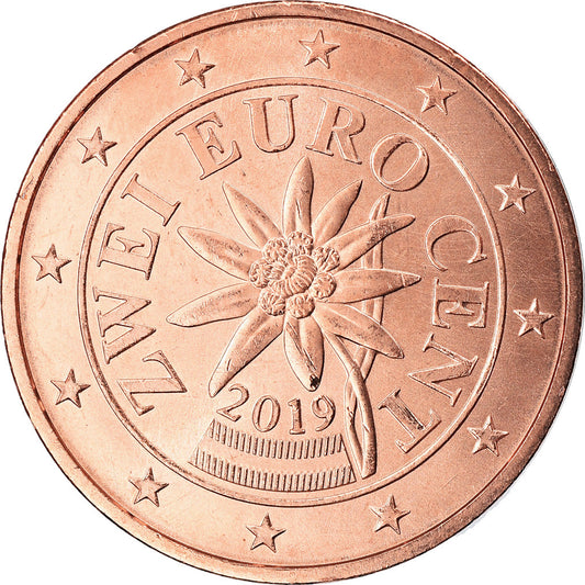 Rakúsko, 
  
  2 euro centy, 
  
  2019