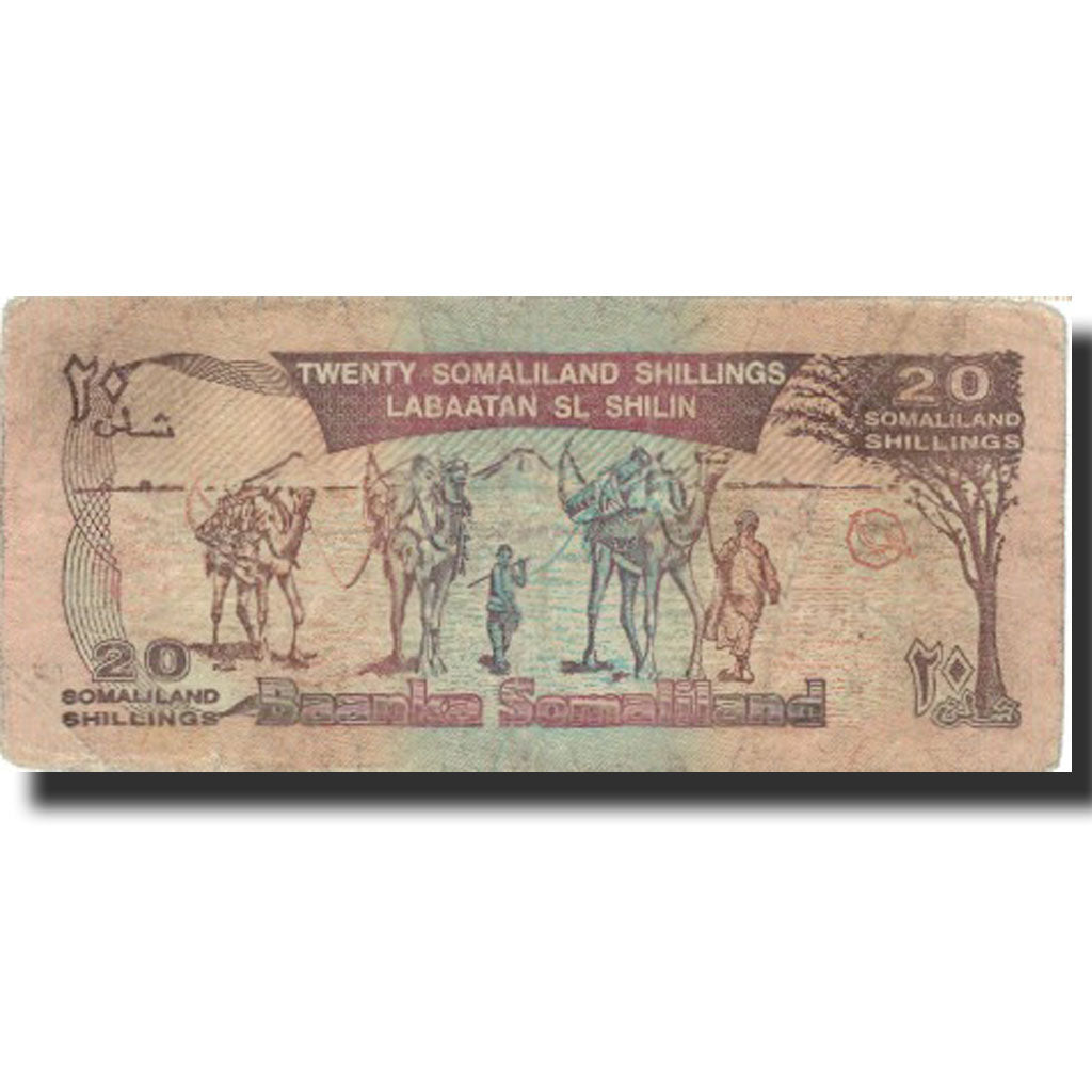 bankovka, 
  
  Somaliland, 
  
  20 šilingov = 20 šilinov