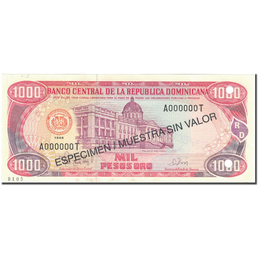 bankovka, 
  
  Dominikánska republika, 
  
  1000 pesos oro