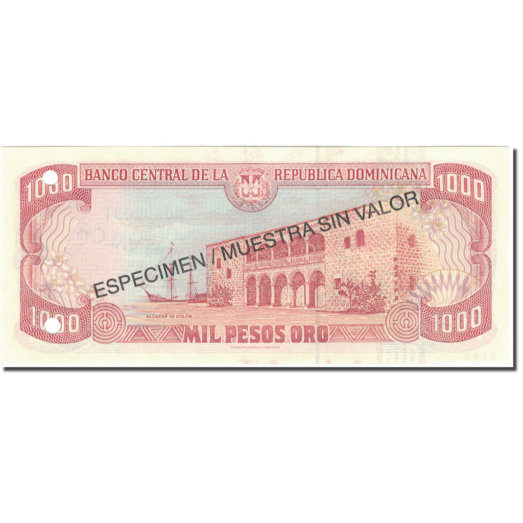 bankovka, 
  
  Dominikánska republika, 
  
  1000 pesos oro