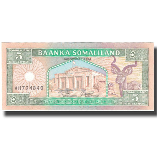 bankovka, 
  
  Somaliland, 
  
  5 šilingov = 5 šilinov