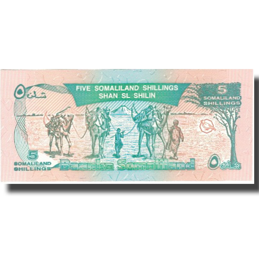 bankovka, 
  
  Somaliland, 
  
  5 šilingov = 5 šilinov