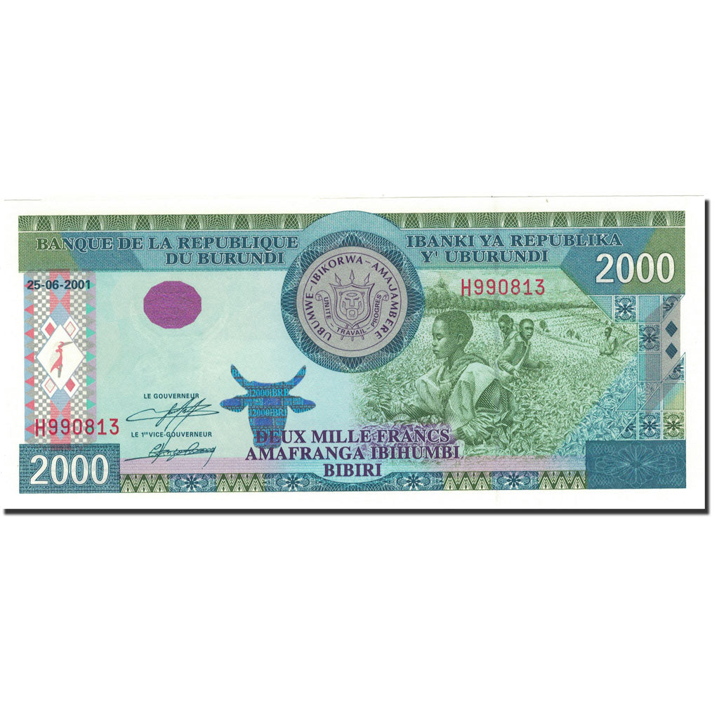 bankovka, 
  
  Burundi, 
  
  2000 frankov