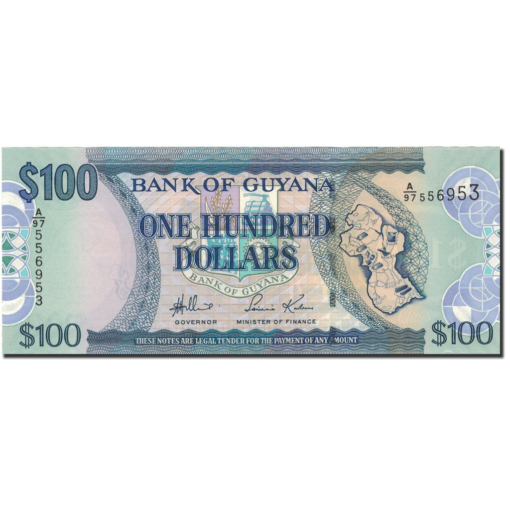 bankovka, 
  
  Guyana, 
  
  100 dolárov