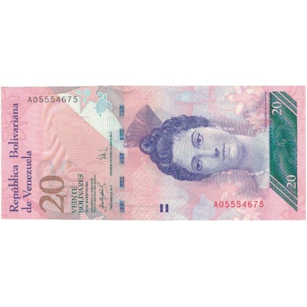 bankovka, 
  
  Venezuela, 
  
  20 Bolivarov