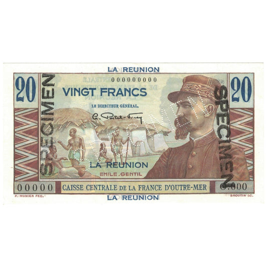 bankovka, 
  
  Réunion, 
  
  20 frankov