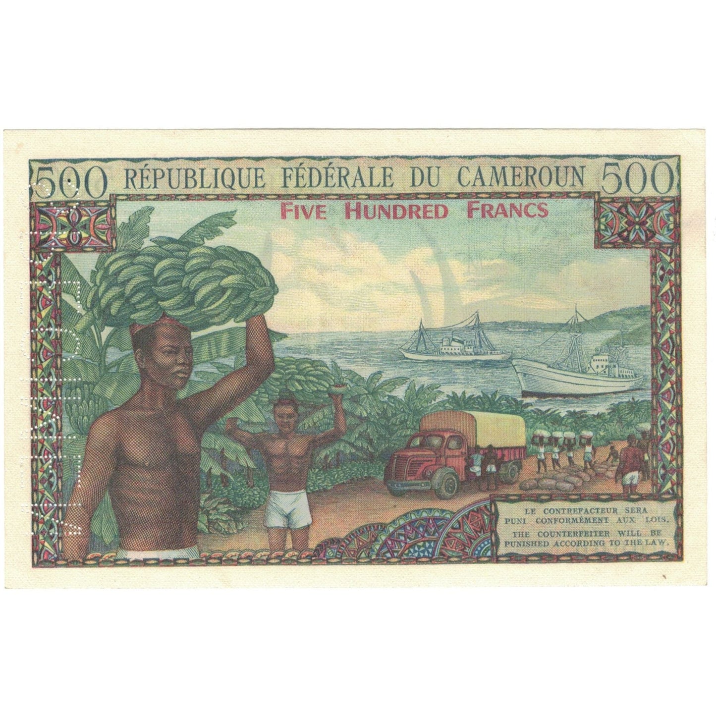 bankovka, 
  
  Kamerun, 
  
  500 frankov