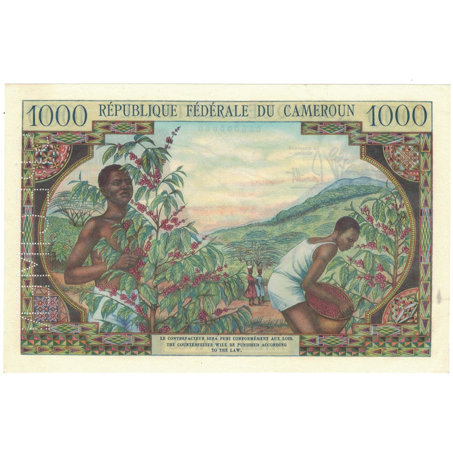 bankovka, 
  
  Kamerun, 
  
  1000 frankov