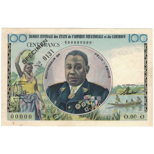 bankovka, 
  
  štáty strednej Afriky, 
  
  100 frankov